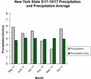 graph showing average precipitation in NYS from may to november 2017 